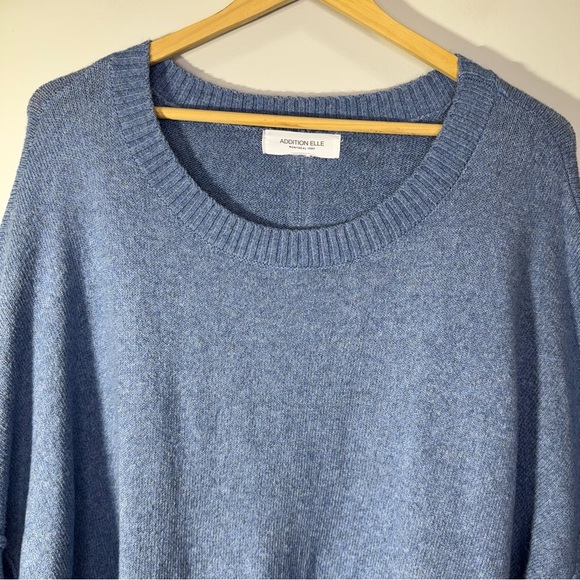 Addition Elle Blue Cropped 3/4 Sleeve Crew Neck Sweater Size 3x - Picture 3 of 14